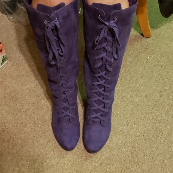 purple lace up boots